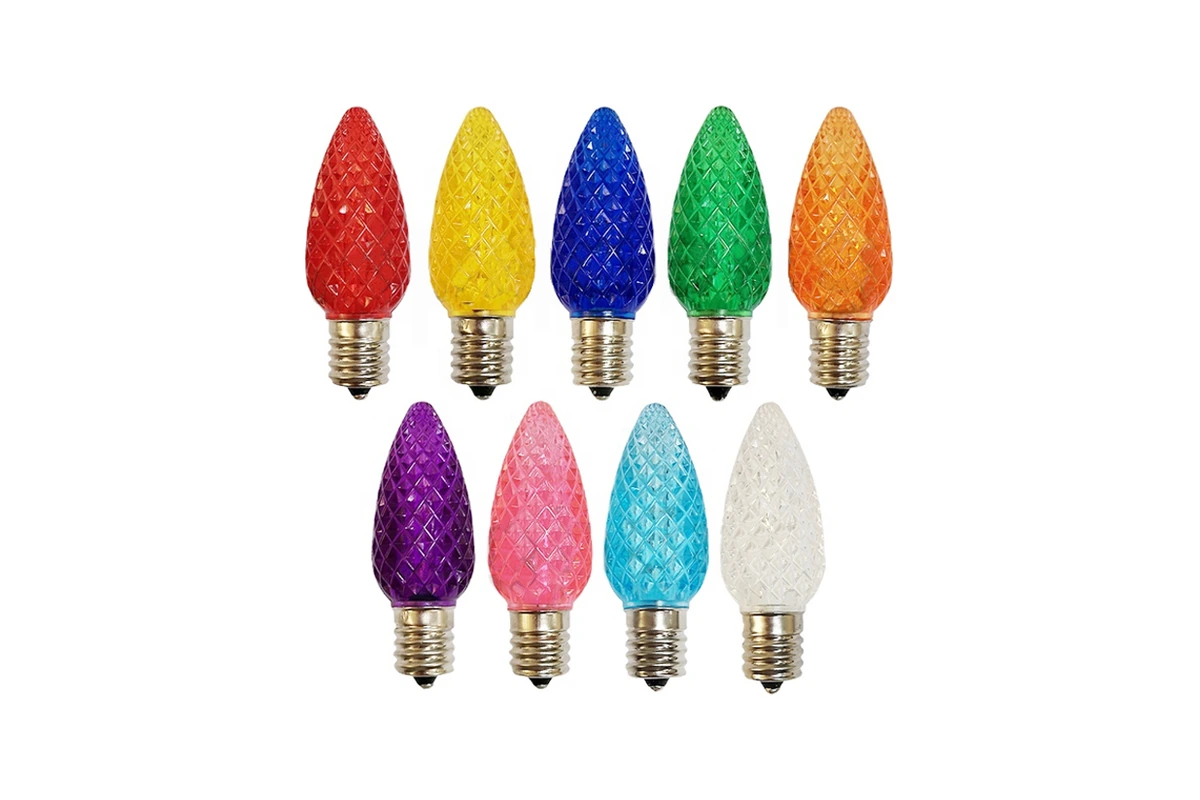 C9 faceted strawberry LED bulbs in multiple colors