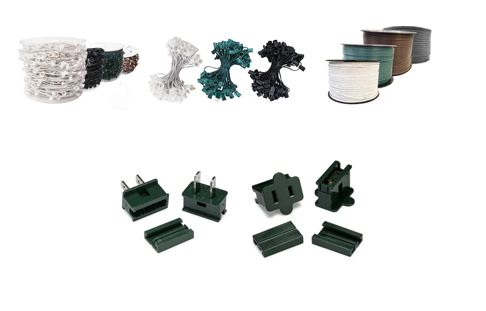 Socket wire, extension wire, plugs, and spool products